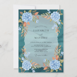 Invitación Boda de Hortensia Teal Terracota Eucalipto