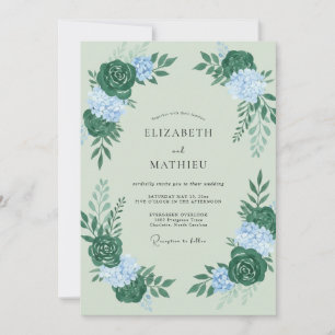 Invitación Boda de Hortensia y Eucalipto Menta Pálida