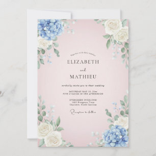 Invitación Boda de Hortensia y Eucalipto Rosa Pálido