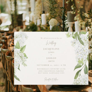Invitación Boda de Hortensias Blancas Elegantes de Marfil