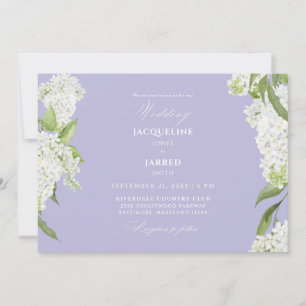 Invitación Boda de Hortensias Blancas y Lavanda
