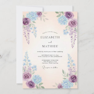 Invitación Boda de Hortensias Caprichosas Purpúreas