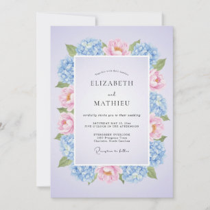 Invitación Boda de Hortensias Lavanda Serena