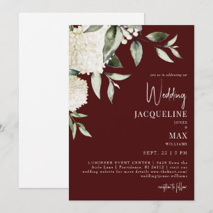 Invitación Boda de Hortensias Rojas Blancas de Chocolate