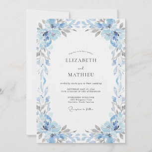 Invitación Boda de Hortensias y Eucalipto Azul Hielo