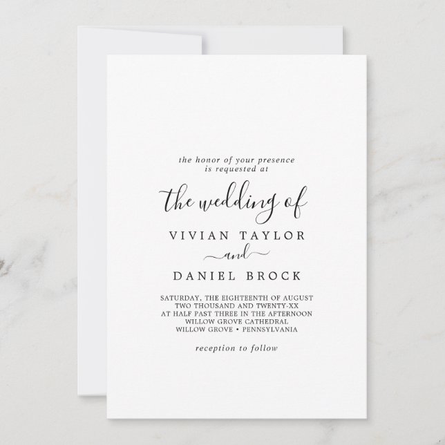 Invitación Boda de hospedaje tradicional de pareja minimalist (Anverso)