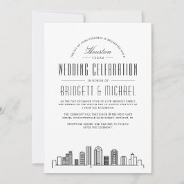 Invitación Boda de Houston | Esquina moderna de Deco