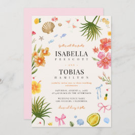 Invitación Boda de huertas de flores de la costa tropical