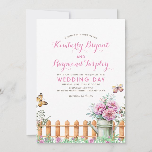 Invitación Boda de huertas florales en una granja rural rústi (Anverso)