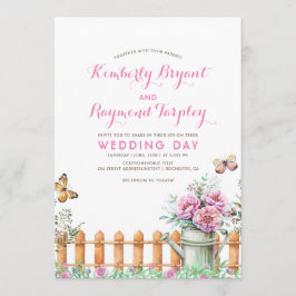 Invitación Boda de huertas florales en una granja rural rústi