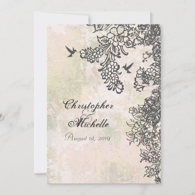Invitación Boda de Hummingbirds y Flores (Anverso)