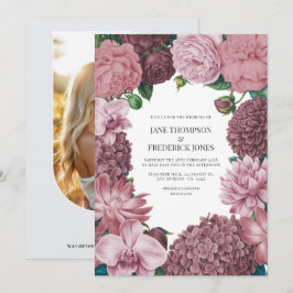 Invitación Boda de Humo Malva, Peonía Polvorienta y Arcilla d