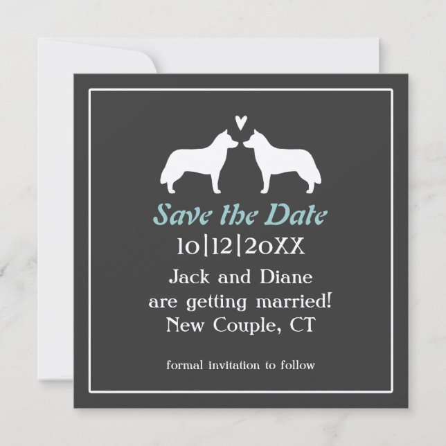 Invitación Boda de Huskies Siberianos Save the Date (Anverso)