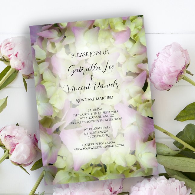 Invitación Boda de Hydrangea casi rosa (Subido por el creador)