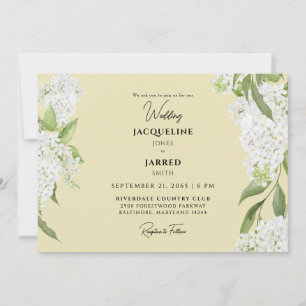 Invitación Boda de Hydrangeas Blancas Amarillas