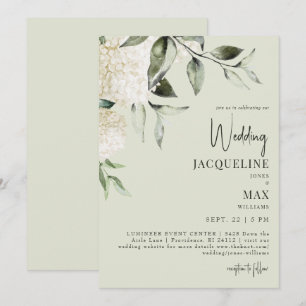 Invitación Boda de Hydrangeas Blancas Ligeras Sage