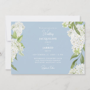 Invitación Boda de Hydrangeas Blancas Sky Blue