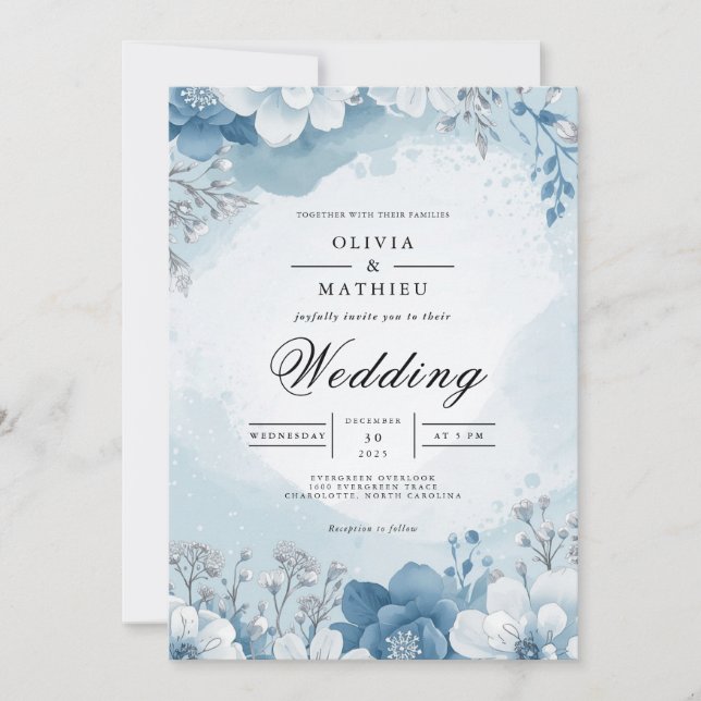 Invitación Boda de Icy Bloom Frost (Anverso)