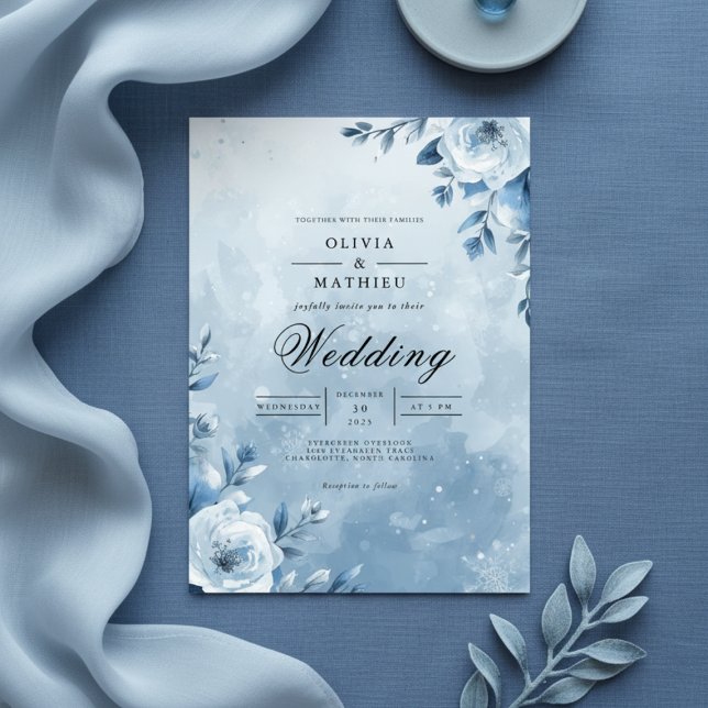 Invitación Boda de icy Blue Floral Romance (Subido por el creador)