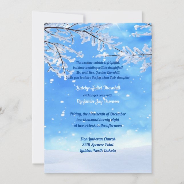 Invitación Boda de Icy Branches Winter Wonderland (Anverso)