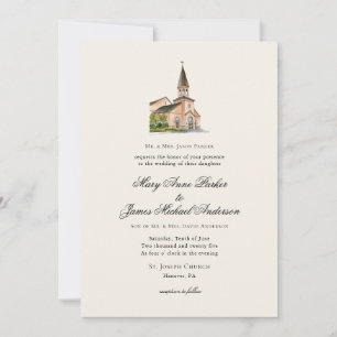 Invitación Boda de Iglesia Religiosa Vintage Crema