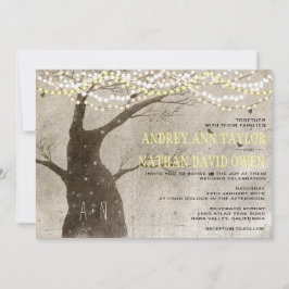 Invitación Boda de iluminación de árbol rústico de otoño o in
