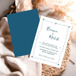 Invitación Boda de ilustracion azul Scribble dibujado a mano