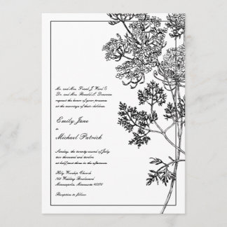 Invitación Boda de Ilustracion botánico blanco y negro