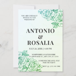 Invitación Boda de Ilustracion de color verde