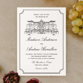 Invitación Boda de Ilustración de Finca Clásica