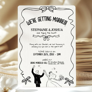 Invitación Boda de Ilustracion de la pareja moderna de color 