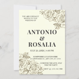 Invitación Boda de Ilustracion de Vintage con filtro Sepia