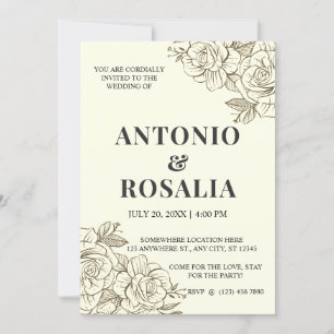 Invitación Boda de Ilustracion de Vintage con filtro Sepia