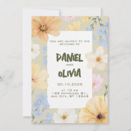 Invitación Boda de Ilustracion floral acuarela