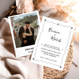 Invitación Boda de ilustracion negro con dibujos a mano Scrib