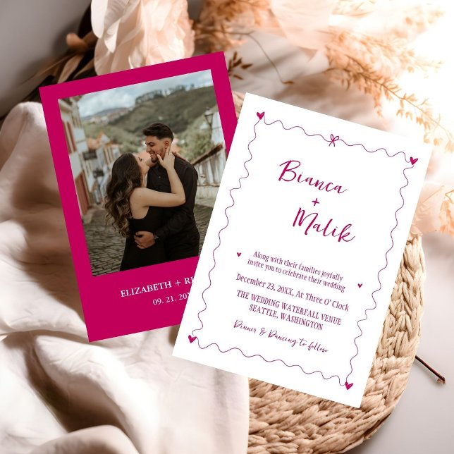 Invitación Boda de ilustracion rosa Scribble dibujado a mano (Subido por el creador)
