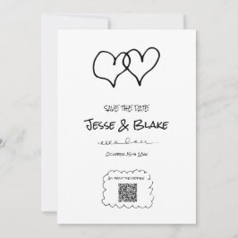 Invitación Boda de Ilustraciones Doodle en blanco y negro