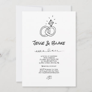 Invitación Boda de Ilustraciones Doodle en blanco y negro