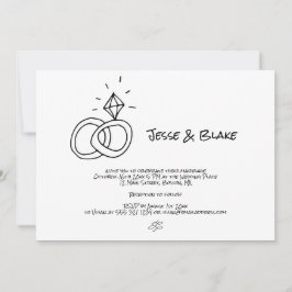 Invitación Boda de Ilustraciones Doodle en blanco y negro