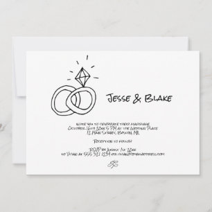 Invitación Boda de Ilustraciones Doodle en blanco y negro
