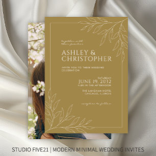 Invitación Boda de imágenes de esquema de follaje de oro mode