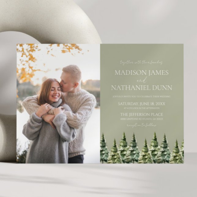 Invitación Boda de imágenes de pinos con nieve en invierno mi (Subido por el creador)