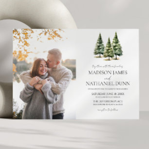 Invitación Boda de imágenes de pinos con nieve en invierno mi