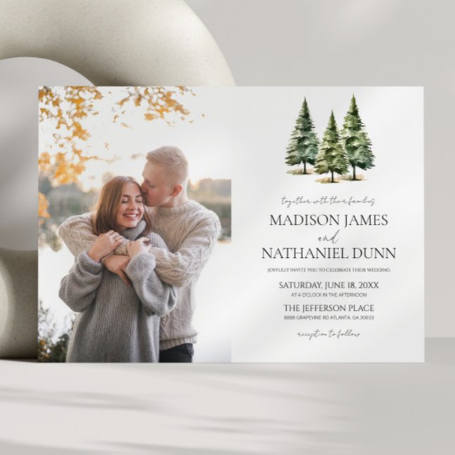 Invitación Boda de imágenes de pinos con nieve en invierno mi (Subido por el creador)