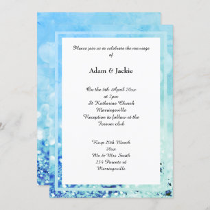 Invitación Boda DE IMPRESIÓN AQUA BLUE WHITER LAYER BOKEH