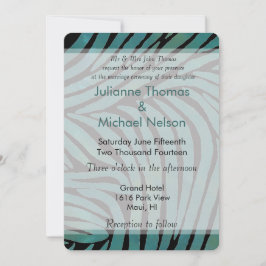Invitación Boda de impresión de cebra verde azulada