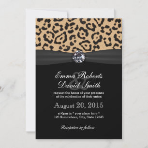 Invitación Boda de impresión de diamantes y leopardo brillant