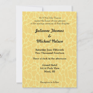 Invitación Boda de impresión de jirafa amarilla