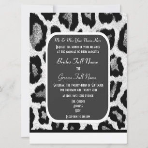 Invitación Boda de impresión de leopardo blanco y negro