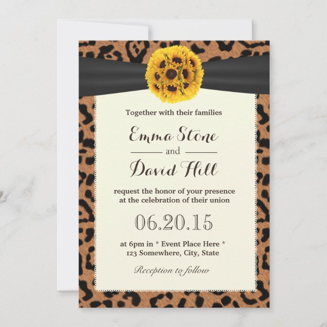 Invitación Boda de impresión de leopardo de las bolas de gira (Anverso)
